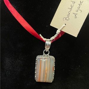 Banded Agate - Silver Pendant